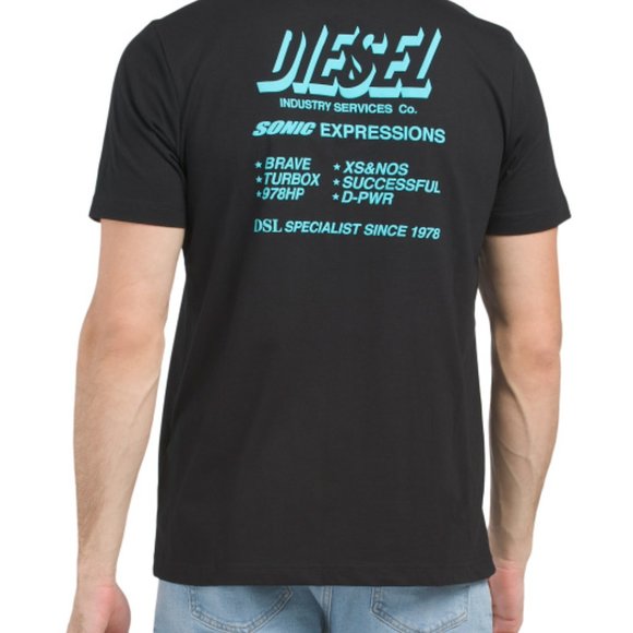 DIESEL Maglietta Logo Back Tee T-Shirt Size L deep black - Picture 2 of 2